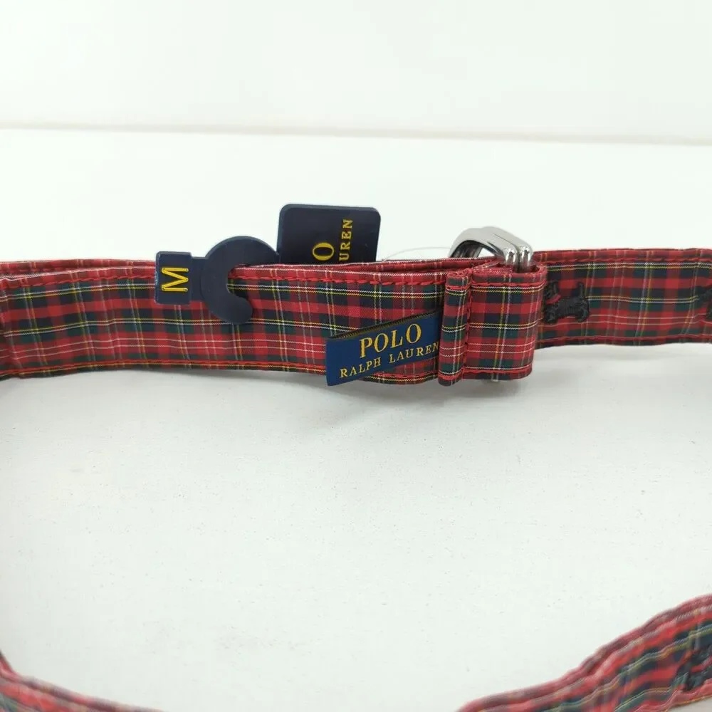 POLO Ralph Lauren Boy M Holiday Belt Red Tartan Plaid Scottish Terrier Dog NEW